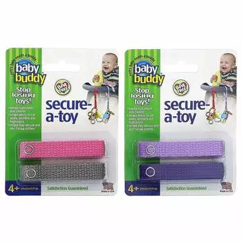 Baby Buddy, Secure-A-toy, 4+ месяцев, фиолетовый/сиреневый и розовый/серый, 4 нити