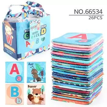 Baby Can T Tear Cloth Book 26 English Letters Animal Cognitive Literacy Kabu Book Toy Tote Bag Set