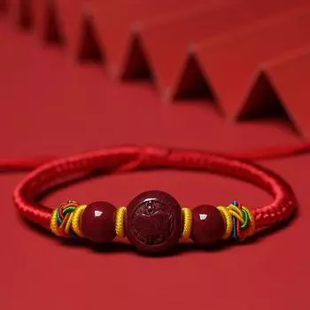 Baby Children s Red Rope Bracelet Female Birth Year Genuine Goods Cinnabar Body Protection Bracelet New Baby Shock Anti-Scare Carrying Strap Zodiac Pig [Note Baby Age]]