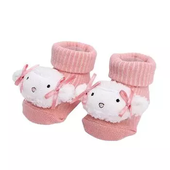 Baby Cotton Socks for Boy and Girls 0-12M Lovely Plush Cartoon Lion Decor Socks Infant Soft Skin-Friendly Absorbent Casual Socks S 0-6M