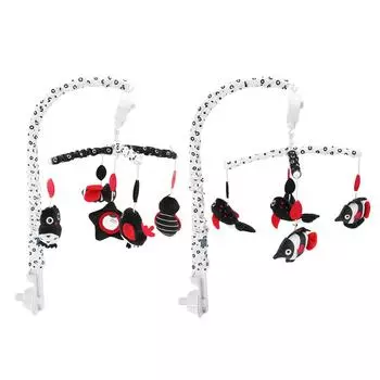 Мобильная игрушка для детской кроватки с музыкальной шкатулкой, контрастная, черная, красная, мягкая, плюшевая, музыкальная, предотвращающая косоглазие Animal