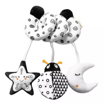 Baby Crib Pram Hanging Toys Black and White Animal Stroller Car Seat Toy Hanging Rattles for ladybug