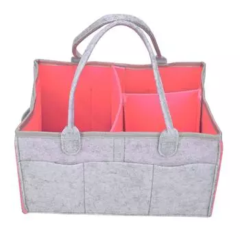 Baby Diaper Organizer Multiple Compartments Mommy Handbag Felt Travel Makeup Holder синий