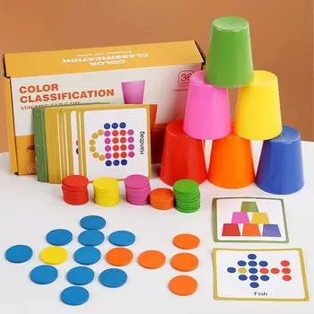 Baby Distinguish Cognitive Color Classification Cup Jenga Enlightening Early Education Concentration Training Kids Educational Toys MY-Color Classification Stacking Cup