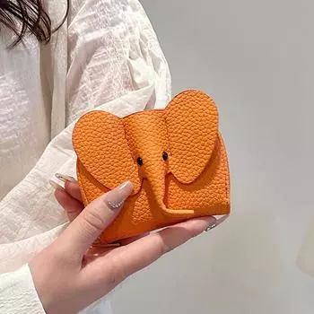 Кошелек в виде слоненка, кошелек для монет, сумка для карт, унисекс, материал PU, премиум-класса, любимое животное для девочек, кошелек с изображением слона
