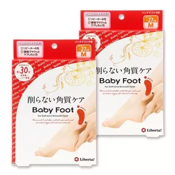 Baby Foot Easy Pack 30 минут Тип M Размер Набор из 2 пилингов для пяток и ног (До 27см) красный