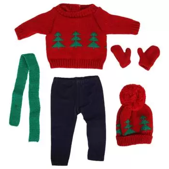 Одежда для куклы-малышки Рождественский свитер Штаны Шапки Аксессуары для куклы для куклы 18 дюймовQ18-783