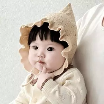 Baby girl hat autumn and winter foreign style cute super cute princess baby wool hat ear protector girl elf lace hat 4 months -2 years old _43 -49CM