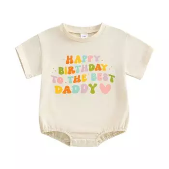 Baby Girls Boys Rompers Letter Print Round Neck Short Sleeve Summer Bodysuits Jumpsuits 0-3 Months абрикосовый