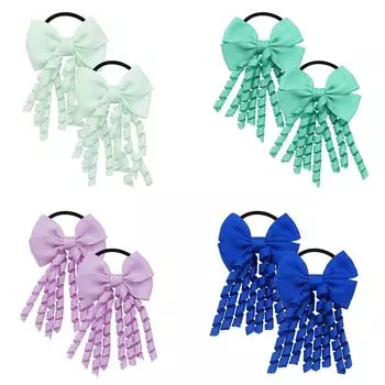 Baby Girls Hair Ties with Bows 2.7 Inch Grosgrain Ribbon Curly Korker Hair Bows Elastic Hair Bands Ponytail Holders for Girls