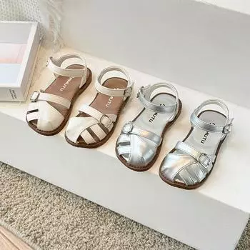 Сандалии с полыми носами для маленьких девочек, детские повседневные римские сандалии, модная летняя пляжная обувь для маленьких детей, все размеры 23-30 23
