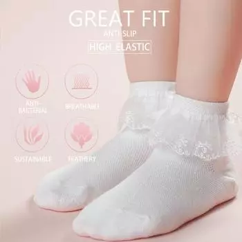 Baby Girls Kids Socks Lace Ruffle Princess Mesh Children Ankle Short Breathable Cotton White Toddler Child Dancing Sock New 1-3 Year Old