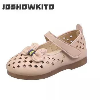 Baby Girls Leather Shoes Children Casual Flats Cut-outs with Cute Cartoon Rabbit Kids Shoes Spring Summer Princess Toddlers Soft 22 бежевый