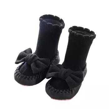 Baby Girls Socks Shoes Autumn Winter Clothes Cute Bow Socks Non-slip Soft Lightweight Floor Socks Baby Items Clothing 0-6 Months