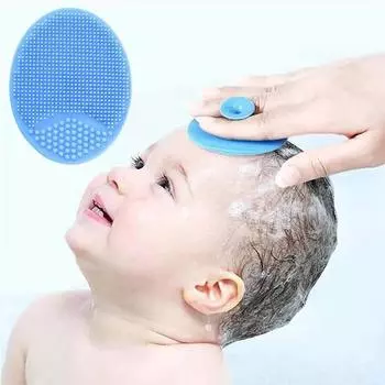 Baby Hair Brush Kids Shower Brush Head Hair Wash Massage Brushes Silicone Shampoo Brush for Infant Bathing Baby Bath Accessories синий