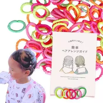 baby hair ties, childrens hair ties [supervised by a working mom hairdresser, with arrangement guide] kids, 50 pieces, baby cute pop neon