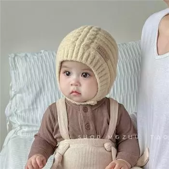 Baby hat autumn and winter cute ball baby out baby bag face hat Korean version of men s and women s warm wool hat