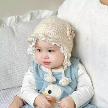 Baby hat autumn and winter cute cute boys and girls pullover wool hat children thickened warm baby ear hat