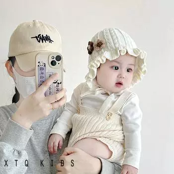 Baby hat autumn and winter cute super cute baby ear hat girls knitted wool hat lace princess hat pullover tide recommended 2-15 months + 38-46cm good elasticity