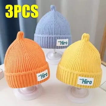 Baby Hat Autumn and Winter Models Male and Female Korean Version of The Baby Knitted Cap Ear Protection Winter Children Wool Cap 1PC синий