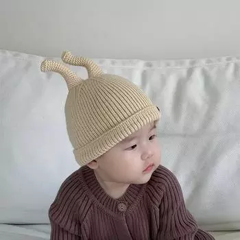 Baby hat autumn and winter wool hat cute Korean version of little tweet knitted hat warm thickened pullover hat tide