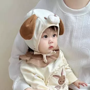 Baby hat Cute Internet celebrity same duckling lace-up ear hat Infant baby autumn and winter pullover warm hat Suitable for 6-24 months 42-48cm