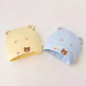 Baby hat, newborn fetal hat, autumn and winter new girl baby pure cotton small month-old fontanelle hat, thickened and cute in winter Hat circumference 35-40cm, reference 0-3 months жёлтый