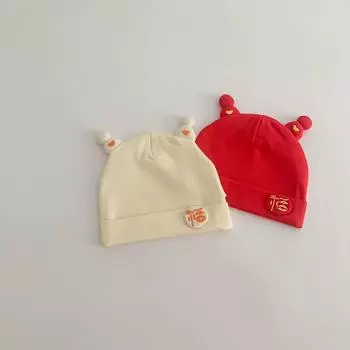 Baby hat season red dragon baby full moon hundred days foreign gas cotton tire hat small month old newborn fontanelle hat Suitable for 0-5 months 24-40cm