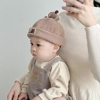 Baby hat season super cute infant boy bear landlord hat winter boy melon hat Reference 4-20 months + head circumference 42-48cm