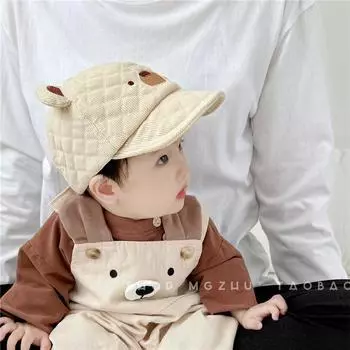 Baby hat season thickened cap men s and women s treasure sun hat winter corduroy baby baseball cap new 5 months-2 years old (head circumference 43-48cm)