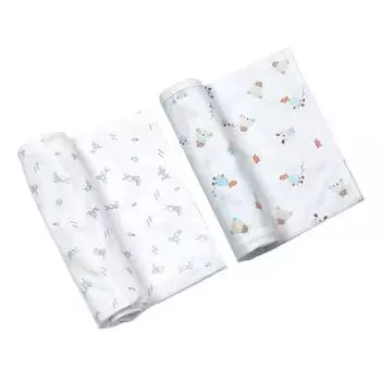 Baby&I Cosmos Baby Rabbit Swaddle Blue + Bear Swaddle Blue, корейские детские товары