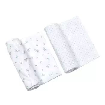 Baby&I Cosmos Baby Rabbit Swaddle Blue + Heart Swaddle Blue, корейские детские товары
