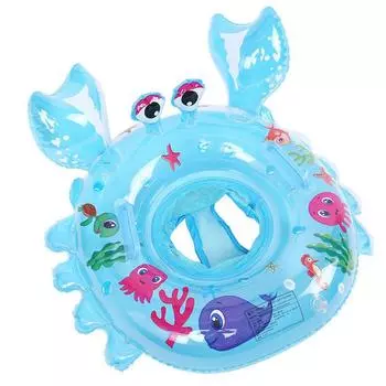 Baby Inflatable 04yearold Blue Pink Cartoon Crab Swimming Circle Water Toy