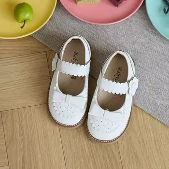 Baby Jam для девочек с волнистой лентой на плоской подошве цвета слоновой кости-A105 200