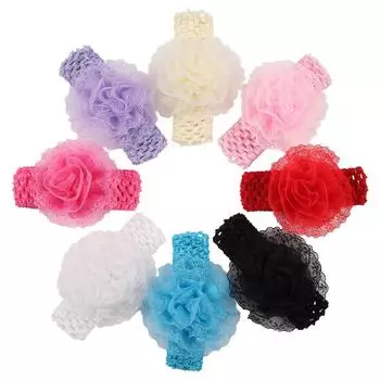 Baby Kids Girls Lace Flower Hairband Elastic Headband фиолетовый