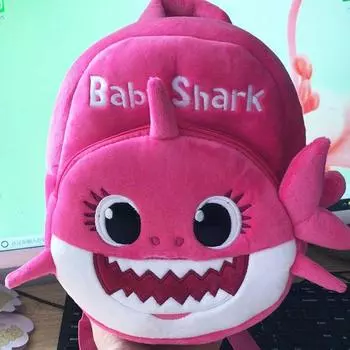 Baby Kids Shark Backpack Soft Plush Bag Soft Schoolbag Shoulderbag Children Gift RoseRed