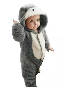 Baby Kigurumi Jumpsuit Animal Costume Button Front Hooded Patching Party Halloween Event [Misia Luxury]