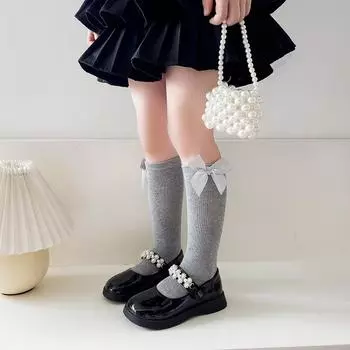 Baby Knee High Socks with Bow Knit Toddler Girl Dress Socks Cotton Tube Long Socks for Baby Newborn Infant 3 to 10 year