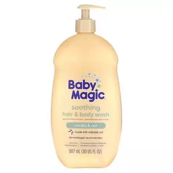 Baby Magic, Успокаивающее средство для мытья волос и тела, Ваниль и овес, 30 жидких унций (887 мл)