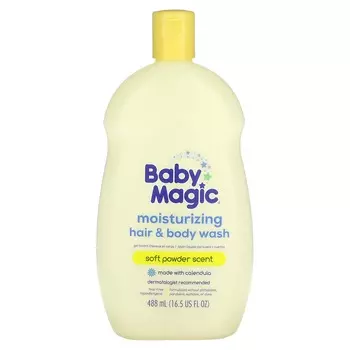 Baby Magic, увлажняющий гель для волос и тела, мягкая пудра, 16,5 жидких унций (488 мл)