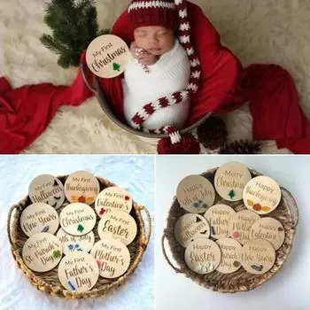 Baby Milestones Sign Set(10PCS), Baby Holiday Pography Props, Baby Milestones Props Cards, Labels For Golden Age One Size