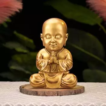 Baby Monk Statue Monk Buddha Idol Showpiece Figurine Gautam Buddha Statue for Car Dashboard Table Top Home Decoration