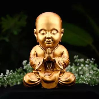 Baby Monk Statue Monk Buddha Idol Showpiece Figurine Gautam Buddha Statue for Car Dashboard Table Top Home Decoration (Baby Monk 4 Inch)