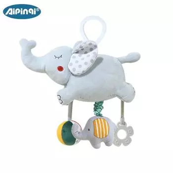 Baby Music Pulling Bell Pendant Toy Baby Bed Bell Crib Hanging Music Box Car Comfort Rattle Doll Nordic Elephant Bell