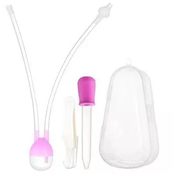 Baby Nasal Aspirator 3-piece Set Catheter Type Anti-backflow Pink