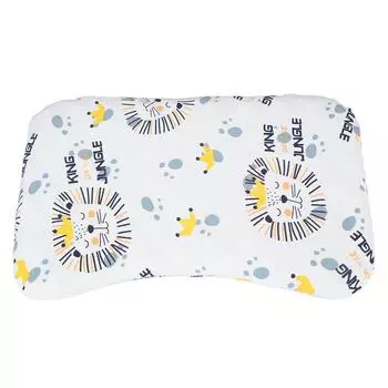 Baby Nursery Pillow Pure Cotton Cartoon Print Wave Single Layer Washable Infant Nursing Pillow for