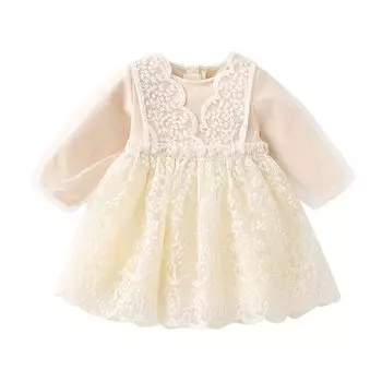 Baby One Baby Shrine Цветочные Детские Антикварные Кружева Годы [Детское Гнездышко] Одежда, Девочки, Дети, Часть, Официальная, Свадьба, Подарок, Визит, Концерт, Shichi-Go-San, бежевый