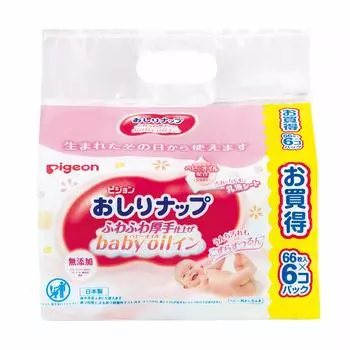 baby Pigeon butt fluffy and thick baby oil 66 sheets x 6 packs [Refillable wipes] wipes, finish, in,