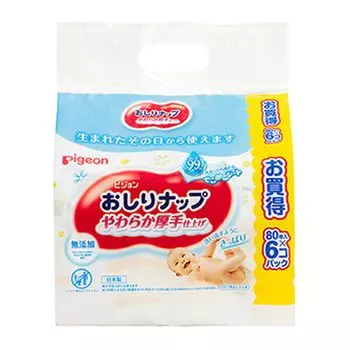 baby Pigeon butt soft and thick pure 80 sheets x 6 pack [Refillable wipes] wipes, finish, 99% water,