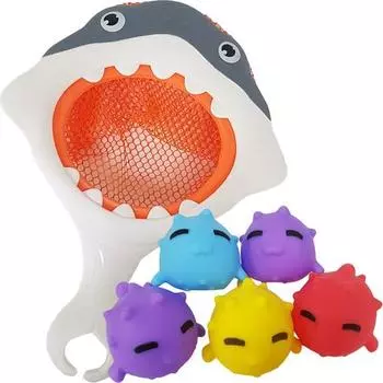 Baby Plus Net Fishing Bath Play Set Sea Friends, корейские игрушки для ванной